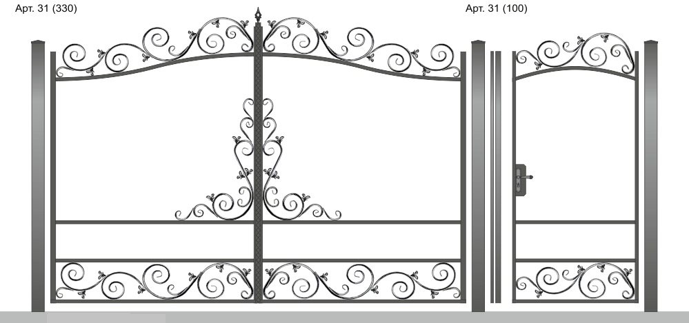 Рисунки кованных ворот и калиток на металлопрофиле